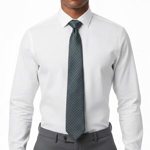 NWT Perry Ellis Scarf Green 100% Silk‎ Waterford Geometric Print Professional